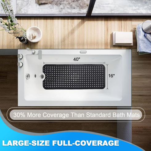 40x16 Inch Linoows Bathtub and Shower Mats, Extra Large Non Slip Soft Bath Tub Mat with Suction Cups and Drain Holes