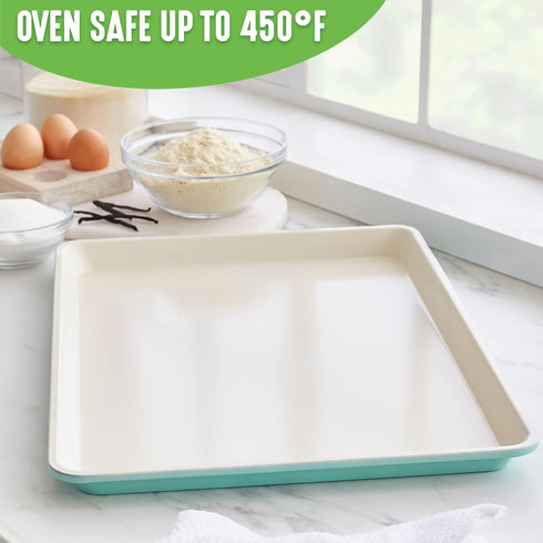GreenLife 18.5" x 13.5" Healthy Ceramic Nonstick Half Cookie Sheet Baking Pan, PFAS-Free, Turquoise