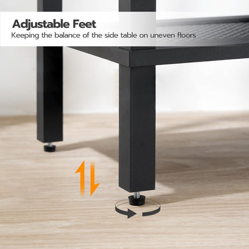 2-Tier BF91BZ01 HOOBRO End Table, Small Side Table with Storage Shelves, Nightstand with Faux Rattan Decoration