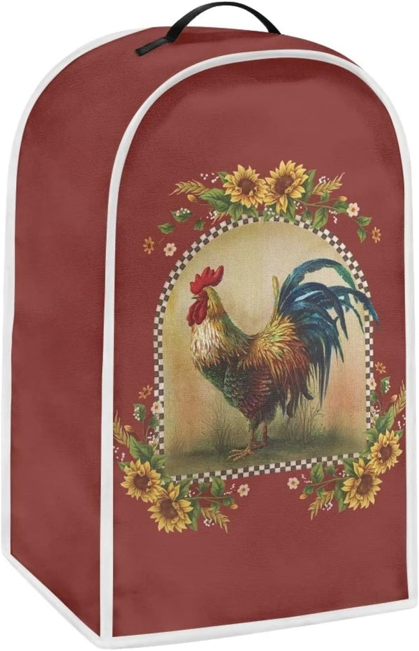 Sunflower Rooster Print Blender Dust Cover, Anti-Fingerprint Polyester Appliance Cover for Stand Mixer or Coffee Maker