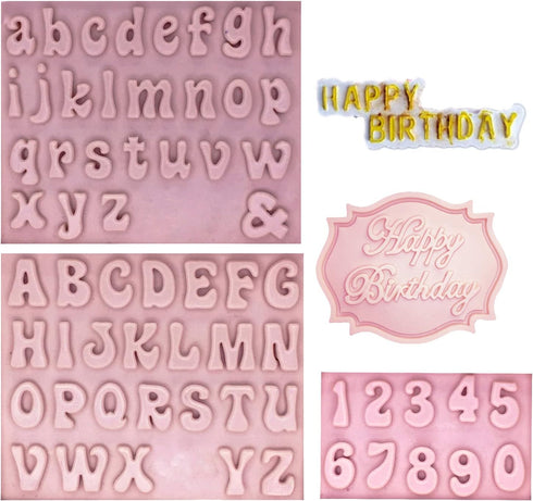 Letter Chocolate Molds, 5 Pack Fondant Silicone Happy Birthday Mold for Cake Decoration and Parties