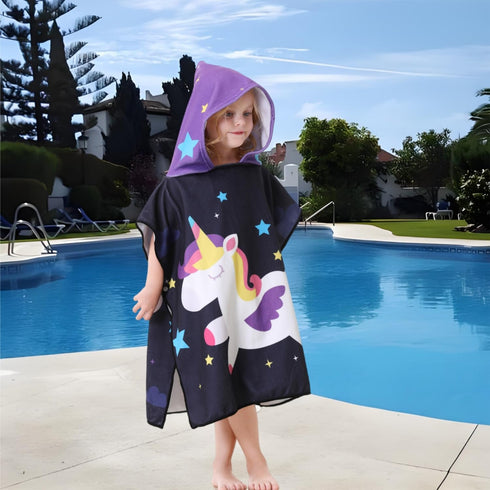 1 2 3 4 5 Unicorn Towel Poncho for Toddler s Kids Bath Beach Pool Girl Age Old Swim Cover-ups with Bag