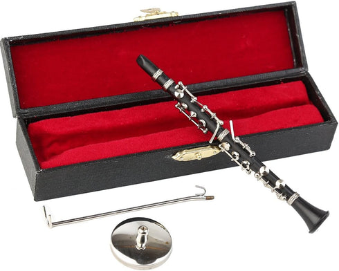 Dselvgvu Miniature Clarinet with Stand and Case Mini Musical Instrument Clarinet Replica Collectible