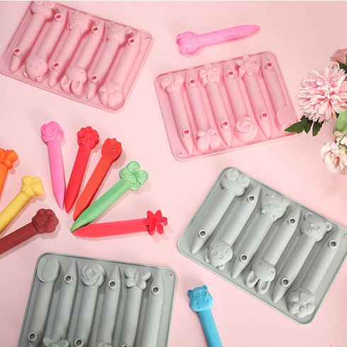 4 Pack 3D Nuogo Crayon Mold Crayon Recycling Molds Assorted Silicone Oven Safe Candy Chocolate Making Mould for Kids