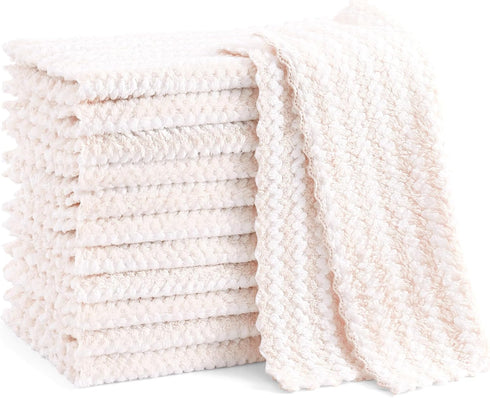 Homaxy 12 Pack Kitchen Dish Cloths, Ultra Soft Absorbent Microfiber Cleaning Towels, Non-Linting, 10 x 10 inches, Beige