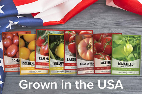 8 Pack, 55 Gardeners Basics, Heirloom Tomatoes for Planting Variety San Marzano, Roma VF, Large Cherry, Ace VF, Yellow