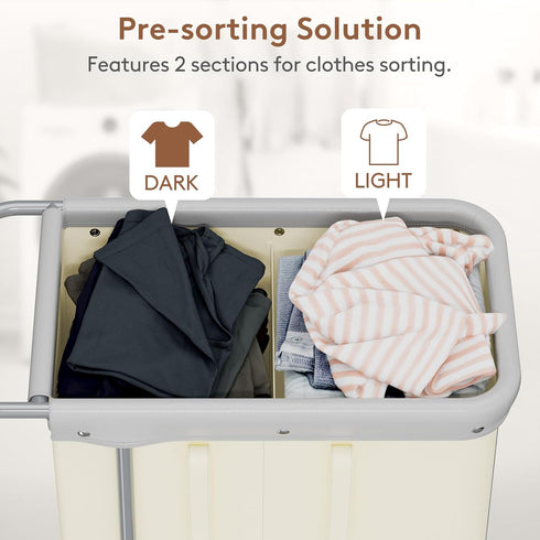 150L 2 Lifewit Large Laundry Basket with Wheels, Tall Section Laundry Hamper Organizer, Rolling Laundry Cart with Steel