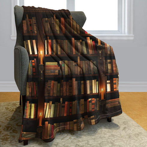 XSMEI 40"x50" Blanket with Books on It, Soft Warm Fleece Throw Blankets for Book Lovers Gift Ideas, Vintage Library