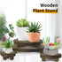 DEMULANS Set 4,mini 10 8 6 4 Inch, Counter Brown-4pack) Wood Plant Stand of Plant Stool Wooden Display Risers Round
