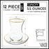Set, 6 6 5.5 Oz Set Vikko Turkish Tea Glasses & Saucers, Cups and Plates, Tea Cups, Turkish Glass Tea For Six, Clear
