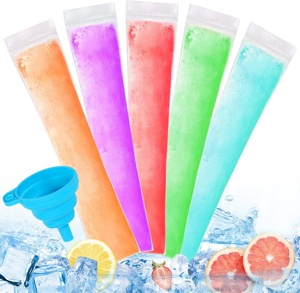 300 Disposable Ice Popsicle Mold Bags Comes With A Funnel, BPA Free