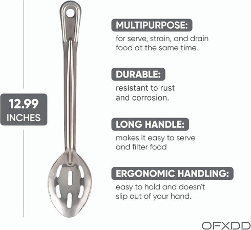Perforated Stainless Steel Spoon - Serving Slotted Spoons for Restaurant - Large Metal Commercial Tablespoon for Cooking 3 Pcs