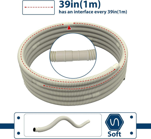 AC Water Drain Hose, Flexible for Universal Ductless Mini-Split Air Conditioner Heat Pump System (26ft)