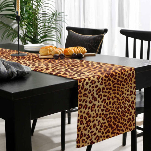 PIEPLE 108 inche Leopard Print Table Runner-Cotton linen-Long Cheetah Print Dresser Scarves,Animal Tablerunner