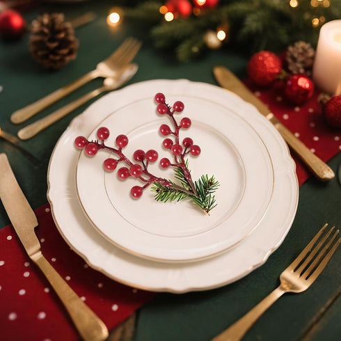 Kanxinr 50Pack Christmas Tree Decorations Artificial Berry Stems Red Berry Picks for Xmas Winter Holiday Home