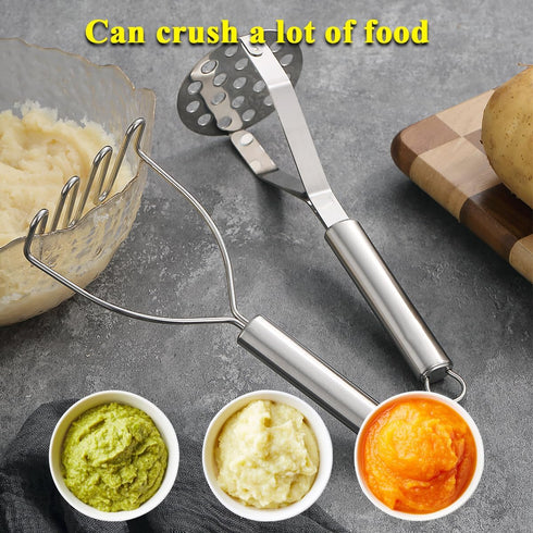 ReaNea 2pcs, Potato Masher Stainless Steel Mashed Potato Masher Kitchen Tool, Durable Mash Potatoes Masher Kitchen