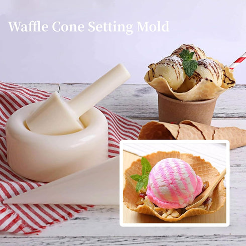 Crispy Waffle Cone Kit, Plastic Ice Cream Maker Cone Roller Tool, DIY Mold for Kitchen Waffle Cone Making