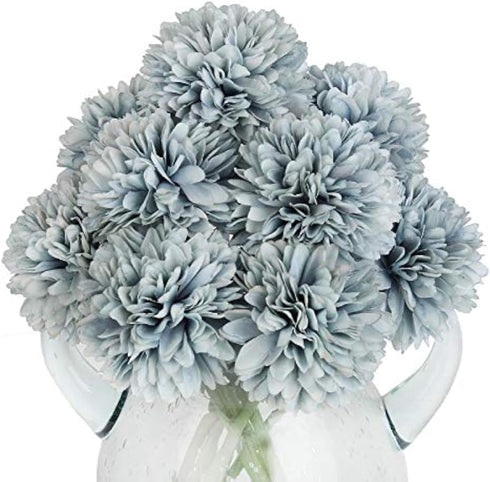 10Pcs Artificial Fake Flower Plants Silk Chrysanthemum Ball Hydrangea Arrangements for Wedding Bouquets Decor Home