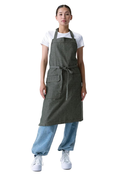 Unisex Utility Bib Apron - Adjustable with Pockets for Kitchen Use