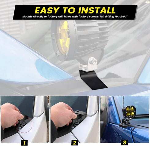 F150 Hood Light Mount Brackets, Pillar Pods Mounts, Hood Hinges LED Work/Cube Light Mount Brackets Compatible with F150