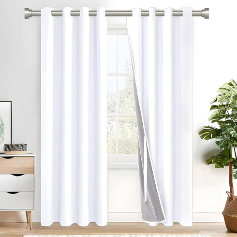HEI! DEAR Silver Curtain Rods, 18 to 60 Inch (1.5-5ft), 1 Inch Heavy Duty Adjustable Curtain Rod Set, Modern Decorative