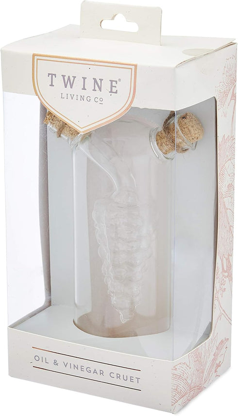 2-In-1 Pack 1 Twine Oil and Vinegar Cruet Bottle with Cork Stoppers, Olive Oil and Balsamic Vinegar Dispenser, Hand