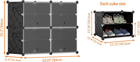 4 16 Closet HOMIDEC Shoe Rack, Tier Shoe Storage Cabinet Pair Plastic Shoe Shelves Organizer for Hallway Bedroom