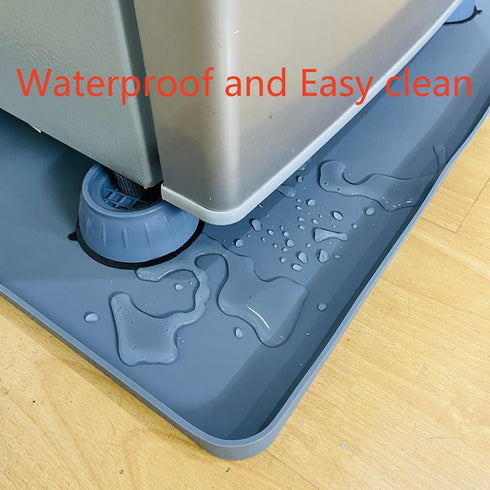Mini Fridge Mat with Raised Edges, 24" x 24" Mini Fridge Drip Pan with 4 Base Stand Pads, Silicone Floor Mat