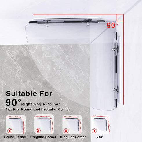 2 Pack Bakzon Acrylic Corner Shelves, Adhesive Shower Caddy Organizer for Tile Walls, Wall Mounted Clear Bathroom