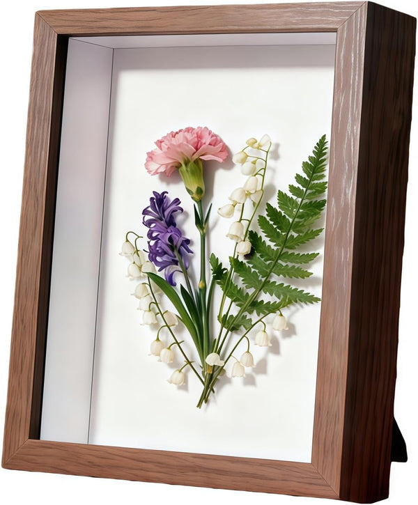 YunChuangTOP 8x10 Shadow Box - Walnut Color Wooden Deep Picture Frame with Shatter-Resistant
