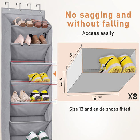 8 Closet 20 KEETDY Over The Door Organizer with Deep Pockets, Hanging Rack for Hanger Fits Pairs, Shoe Holder