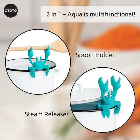 OTOTO Aqua the Crab Silicone Utensil Rest, Heat-Resistant Spoon Holder for Kitchen, Non-Slip Stove Top Organizer