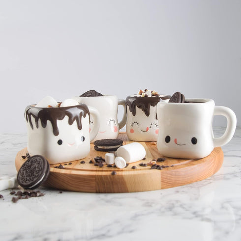 Hawaii Will Always Be Home Set, Ursa Cute Marshmallow Hot Chocolate Mugs, Ceramic Cups for Coffee, Hot Chocolate, Hot