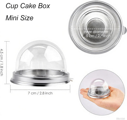EchoDone 50 Set Clear Plastic Mini Cupcake Boxes - Muffin Pod Dome Single Container Box for Wedding Birthday Gifts