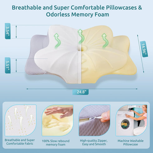 DONAMA Cervical Pillow for Neck and Shoulder,Contour Memory Foam Pillow,Ergonomic Neck Support Pillow for Side Back