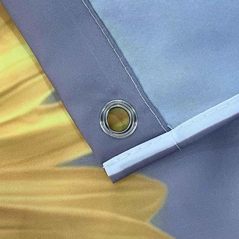 Rustic Farmhouse Shower Curtain - Yellow and Gray Fabric Floral Sunflower Shower Curtain with Hooks, 72X72 inch