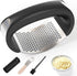 ELIVARA Stainless Steel Garlic Press Rocker Set (Black) - Includes Silicone Peeler and