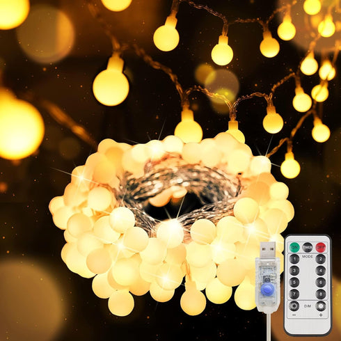 suddus Globe String Lights Bedroom, 50 Led Fairy Lights Plug in, Indoor
