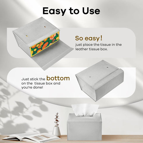QUISBE (Silver-2 Pack) Disposable Hand Towel Box Cover Compatible with Kleenex Disposable Paper Hand Towels, Leather