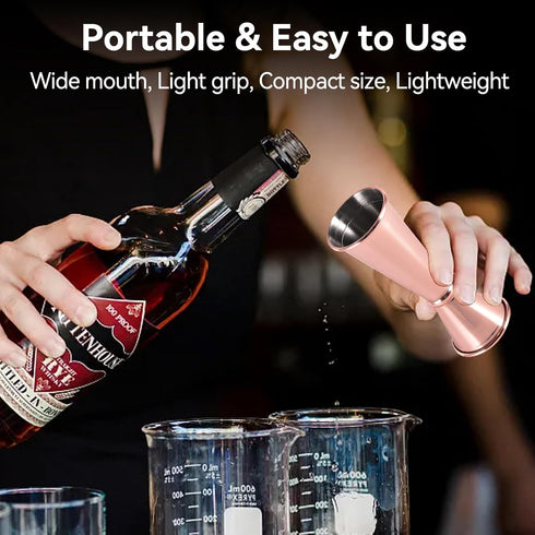Jigger 2 oz 1 oz Rose Gold Stainless Steel Double Cocktail Shot Measure for Bartending