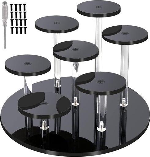 Eco Moda Acrylic Display Stand - 7-Tier Black Action Figure Stand - Multilevel Acrylic
