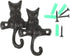 HOMSFOU 2pcs Cast Iron Cat Hook, Decorative Wall Mount Hook for Coat and Key Holder