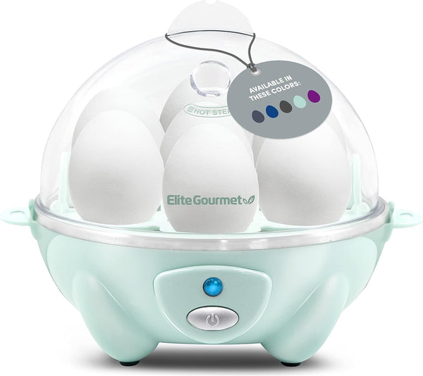 Elite Gourmet Electric Egg Cooker: 7 Egg Capacity Soft, Medium, Hard-Boiled Poacher with Auto Shut-Off and Buzzer