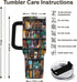 40oz Reading Bookshelf Tumbler With Handle And Straw, Insulated Stainless Steel Travel Cup, Bookish Water Bottle