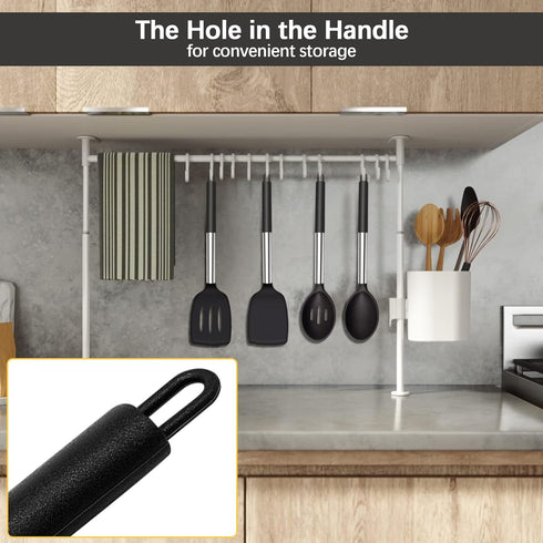 Silicone Spatula Spoon Set, 4 Pack - Solid Turner, Slotted Spatula, and Kitchen Spoons for Cooking and Baking