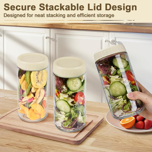 24oz 9 Pack Overnight Oats Containers with Lids, Wide Mouth Mason Jars with Lids, Glass Jars with Airtight lid for Chia