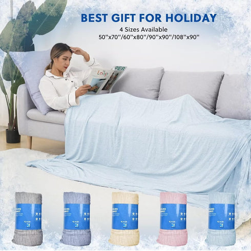 HOMFINE Cooling Blankets for Hot Sleepers - Lightweight Soft Double Side Enhanced Cooling Blanket, 50 x 70 inches,