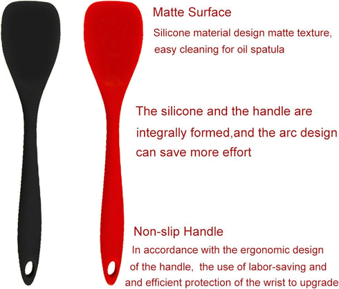 Silicone Spatulas Spoon Set of 2, Non-stick Heat Resistant Scraping Kitchen Baking Bakeware, Red and Black