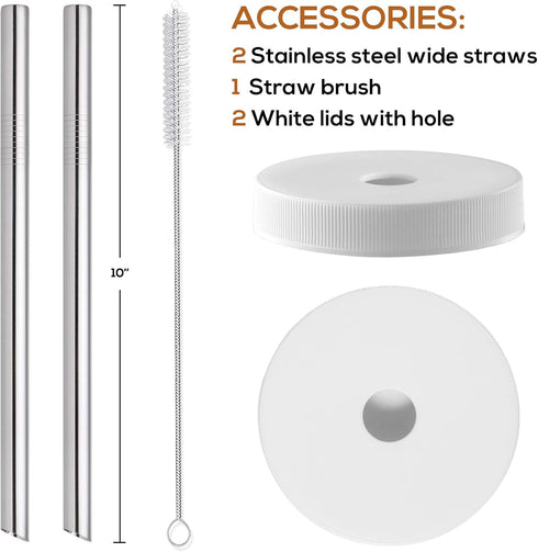 Shopify SEO: 16 OZ Glass Juicing Bottles - 8 Pack with 2 Straws & Lids, Airtight Black Lids, Reusable for Juice &