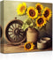 CXHOSTENT Sunflower Wall Decor, Farmhouse Flower Canvas Prints for Bathroom Kitchen Rustic Yellow Floral Paintings